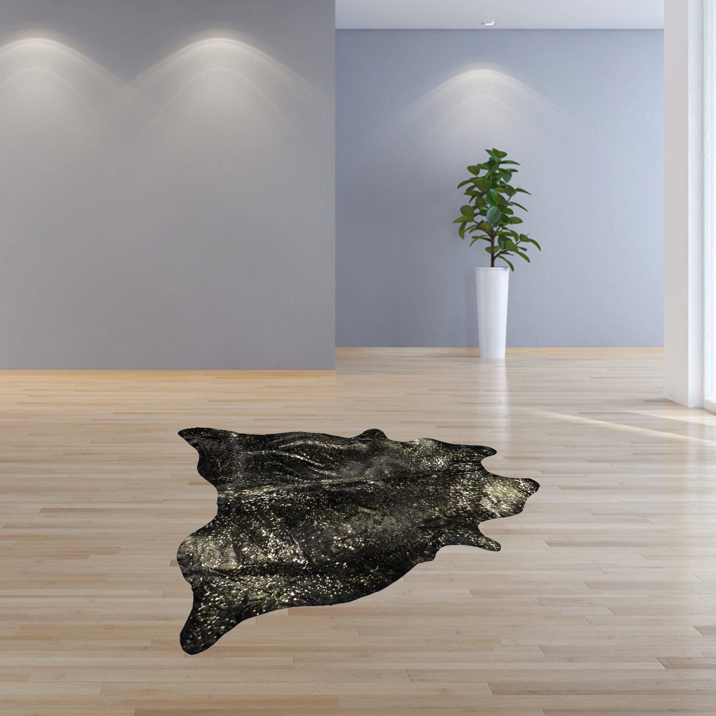 6' X 7' Natural And Gold Genuine Cowhide Area Rug