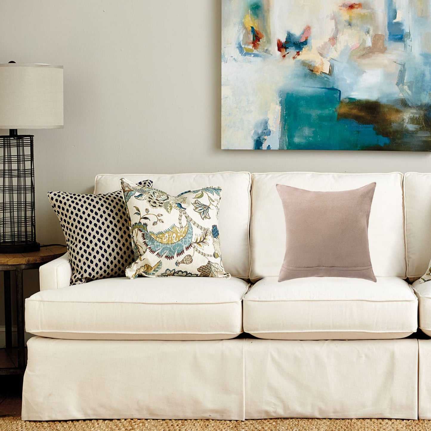 18" X 18" X 5" Salt And Pepper Chocolate And White Cowhide Pillow