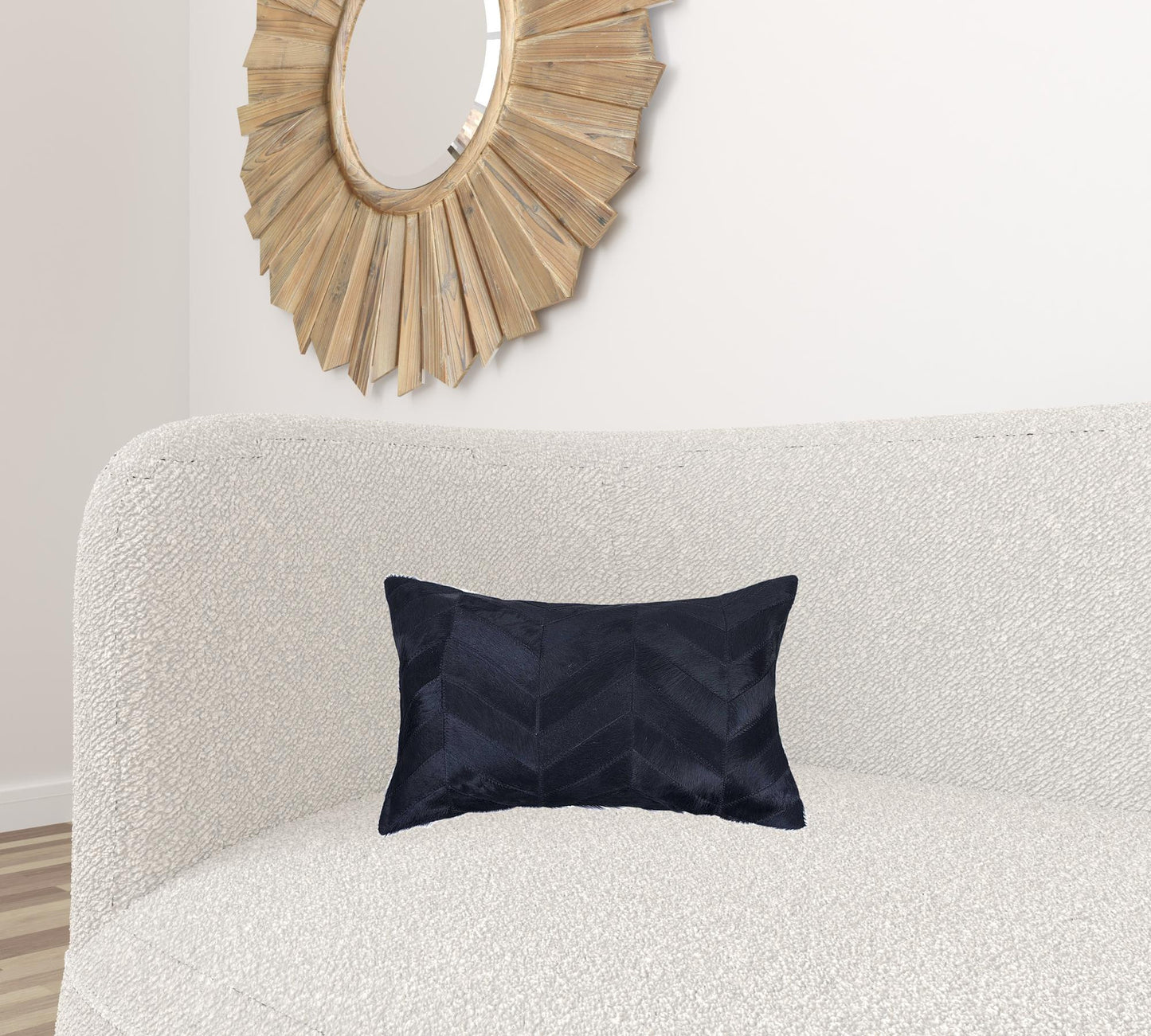12 X 20 Gray Chevron Cowhide Throw Pillow