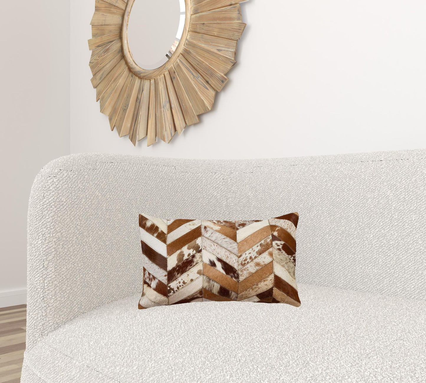 12 X 20 Gray Chevron Cowhide Throw Pillow