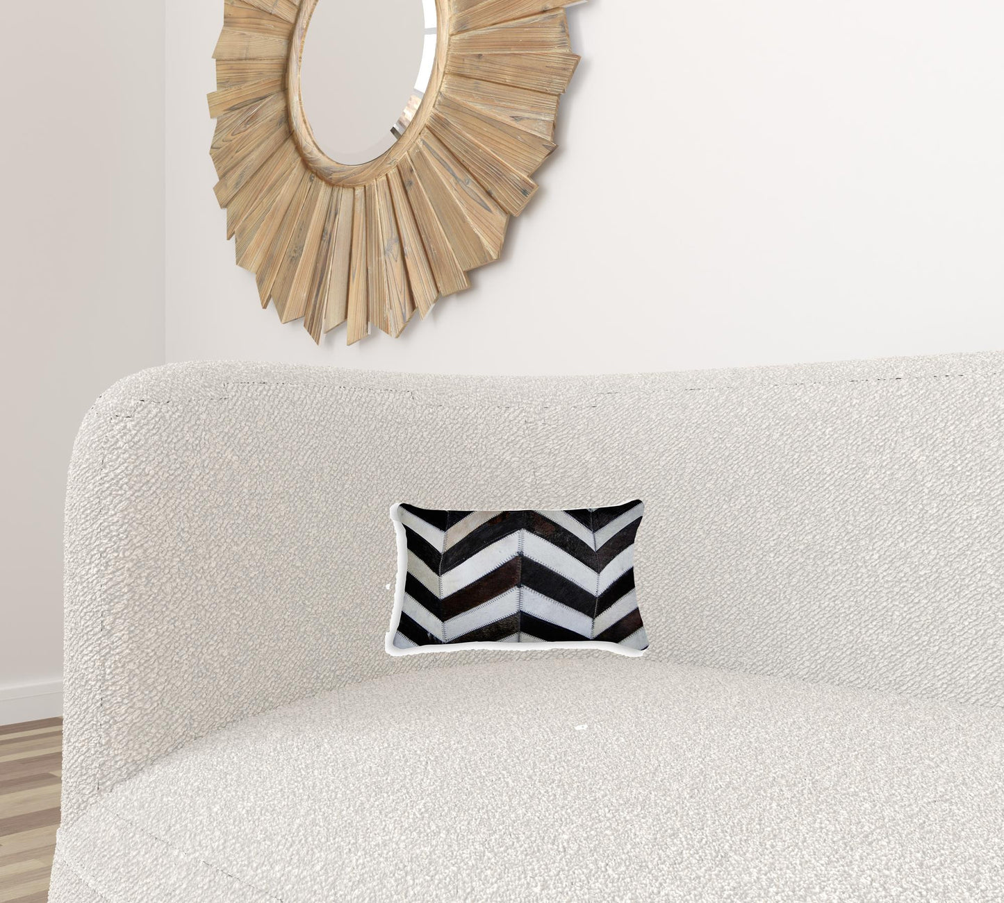 12 X 20 Gray Chevron Cowhide Throw Pillow