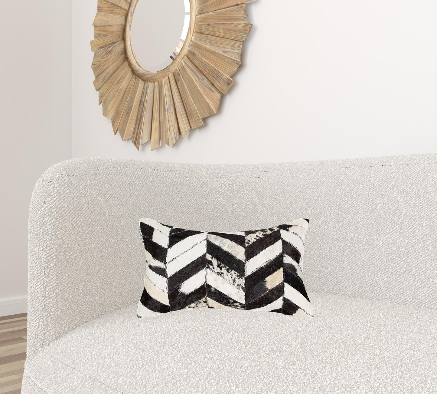 12 X 20 Gray Chevron Cowhide Throw Pillow