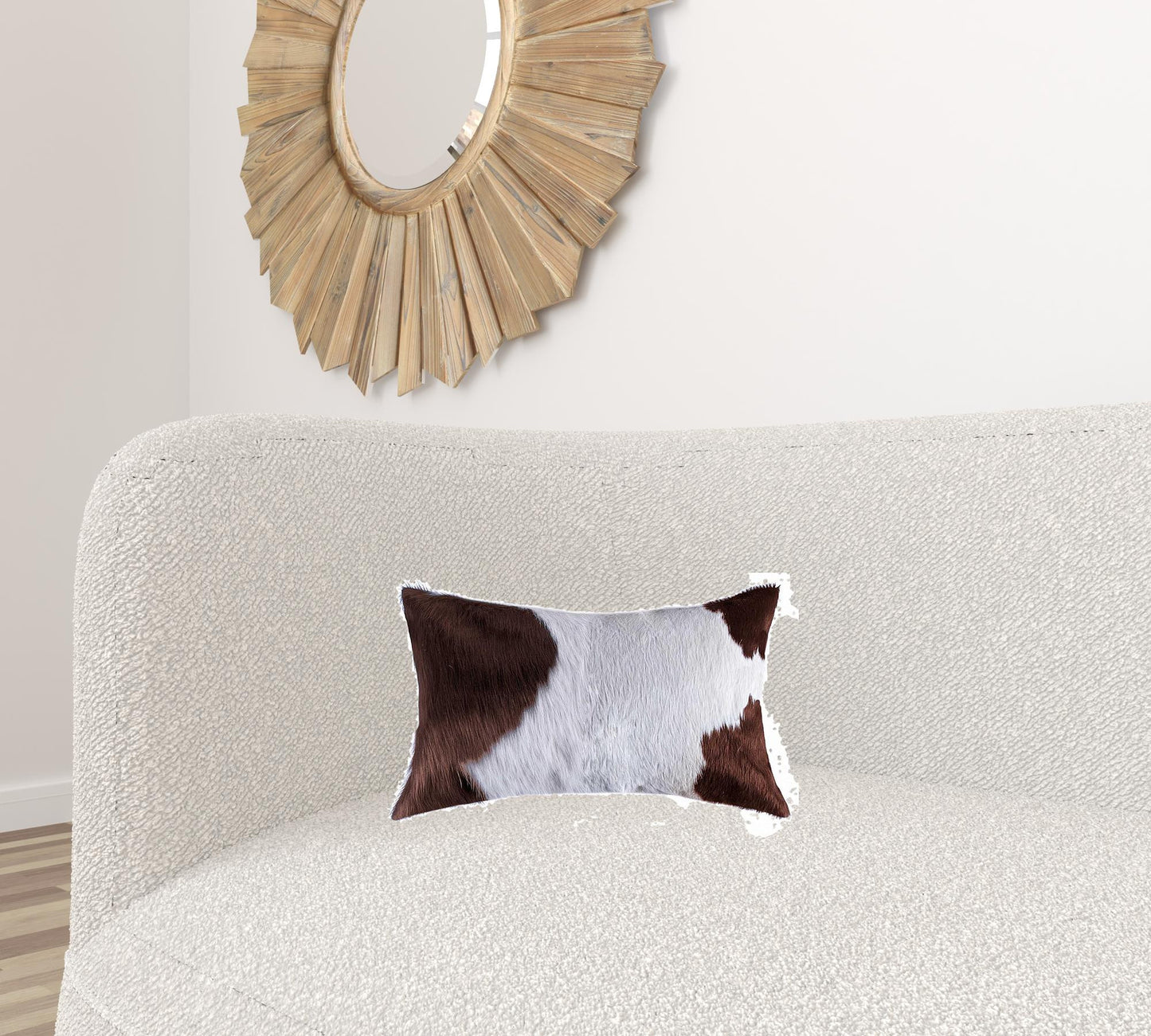 12" X 20" Off White Cowhide Pillow