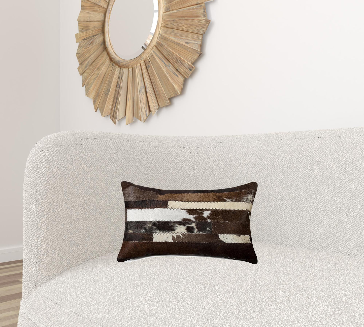 12" X 20" Off White Cowhide Pillow
