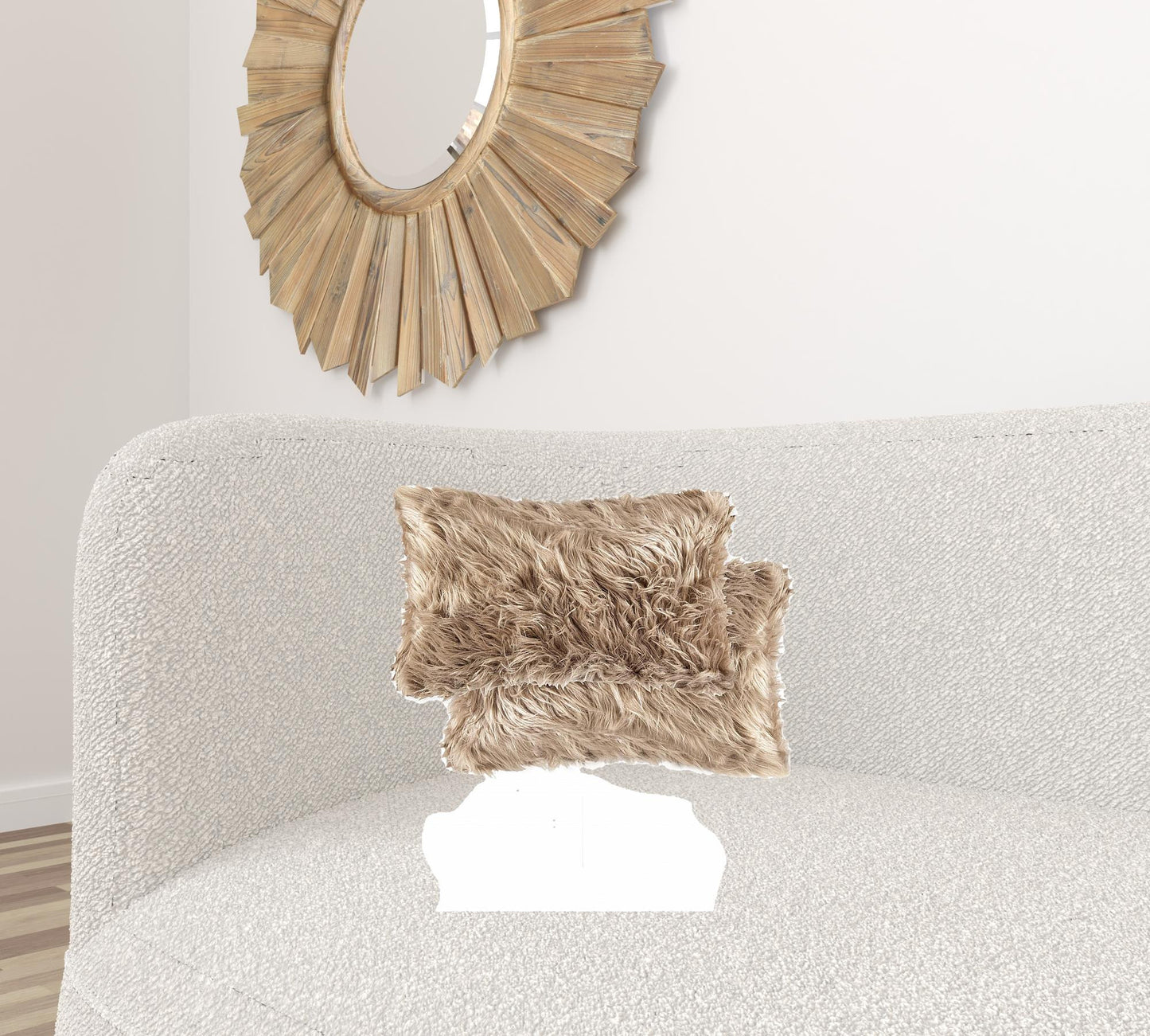 12" X 20" X 5" Tan Faux Pillow 2 Pack
