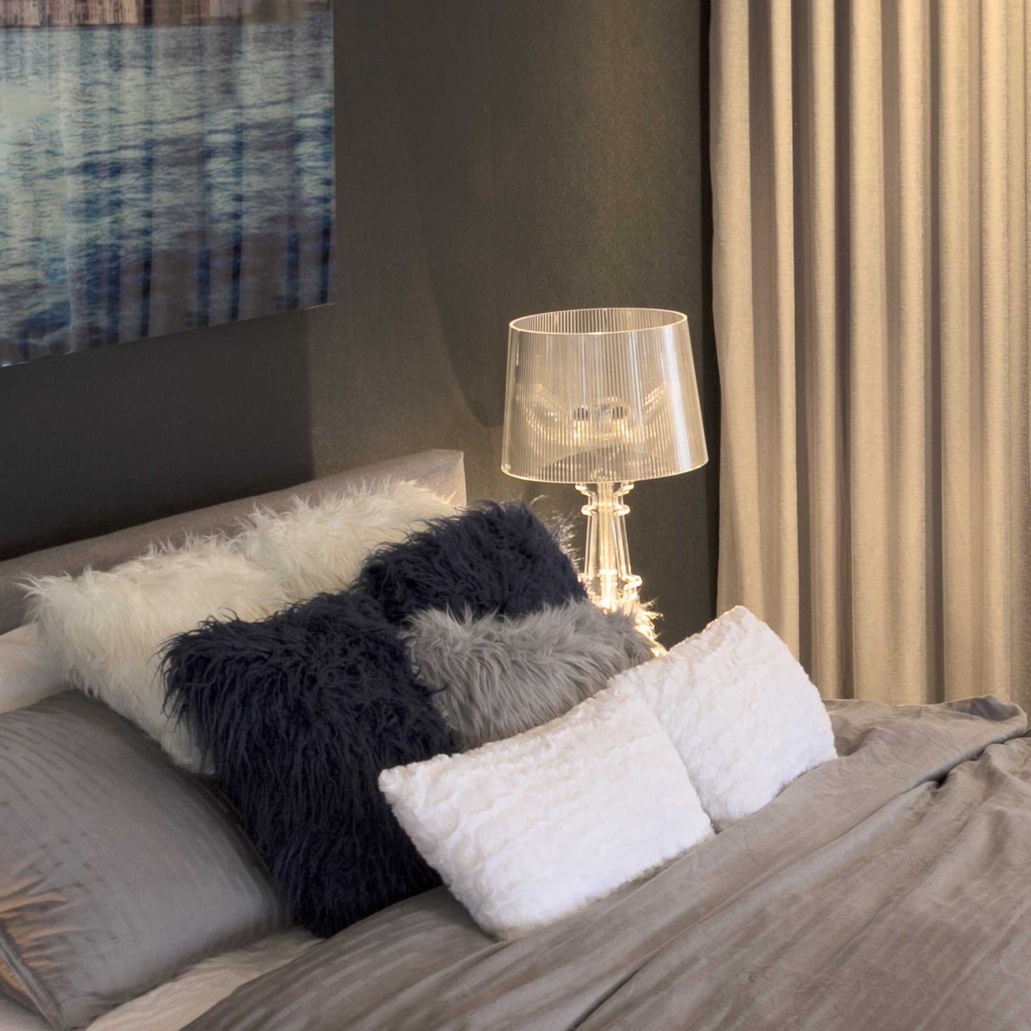 12" X 20" X 5" Ivory Mink Faux Pillow 2 Pack