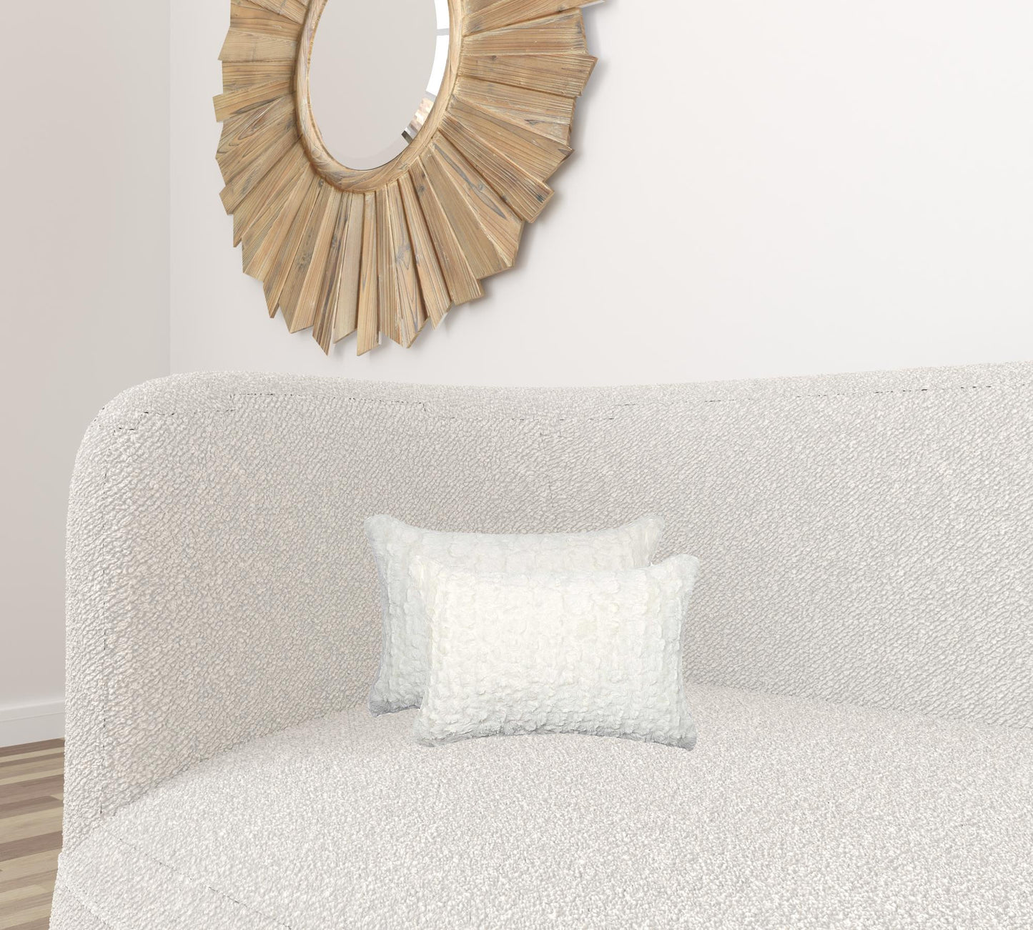 12" X 20" X 5" Ivory Mink Faux Pillow 2 Pack