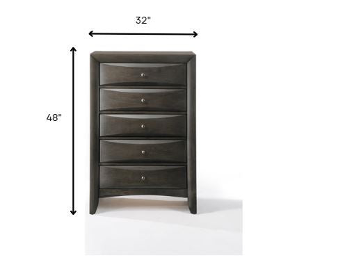 32" X 17" X 48" Gray Oak Rubber Wood Chest