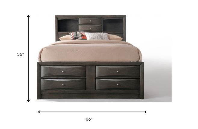 91" X 79" X 56" Eastern King Gray Oak Storage Bed