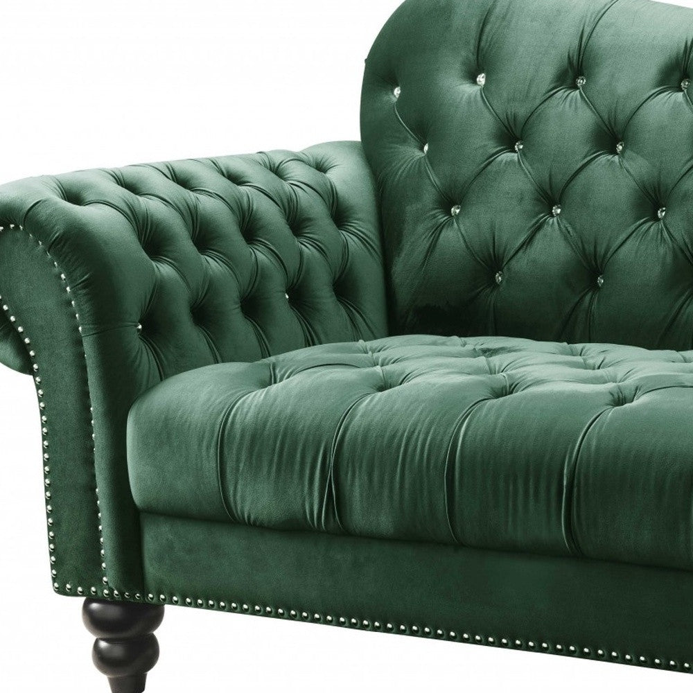 76" Green And Black Velvet Love Seat