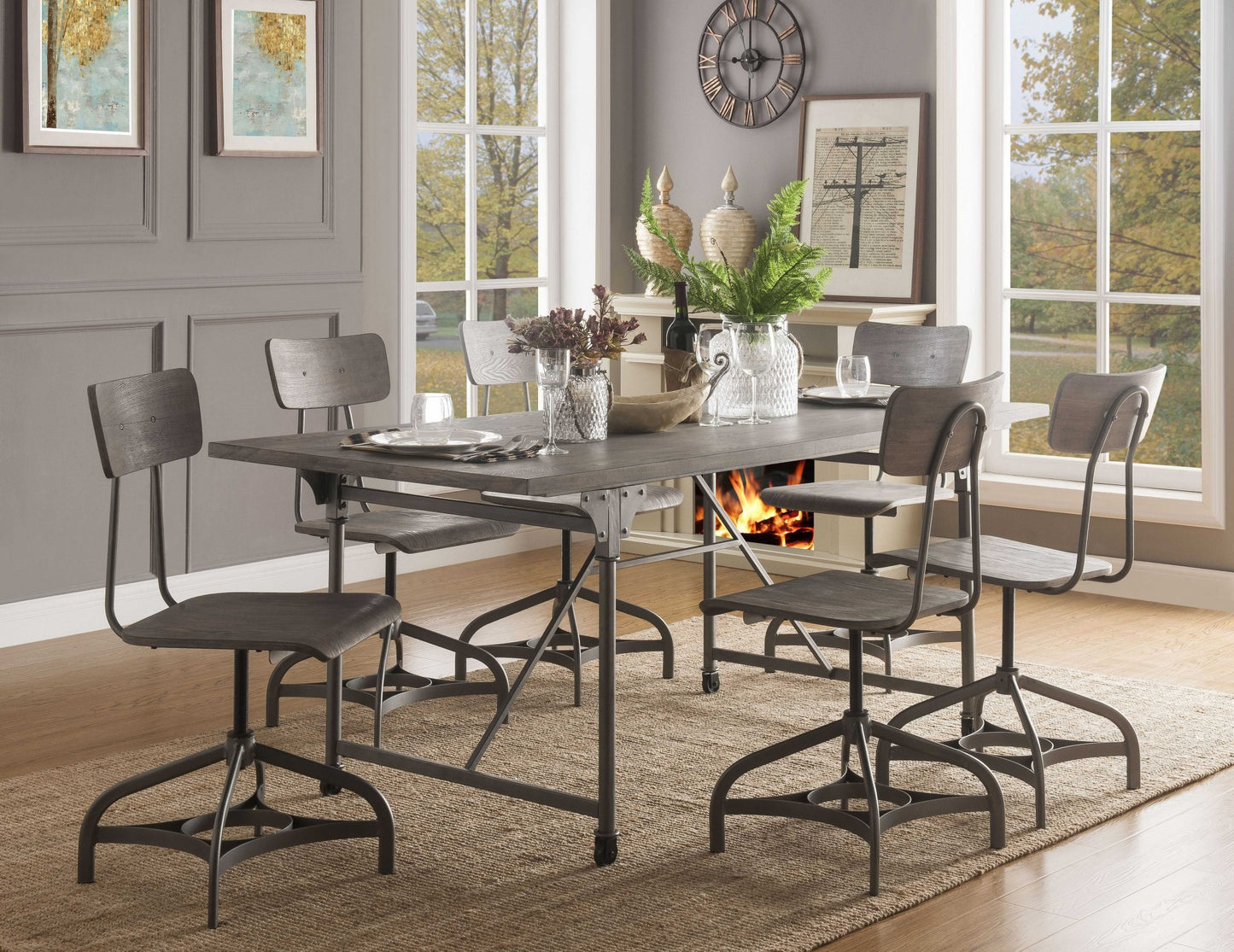 17" X 21" X 34" 2Pc Ray Oak And Sandy Gray Side Chair