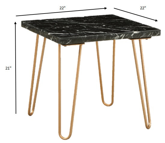 White Marble And Gold Geometric End Table