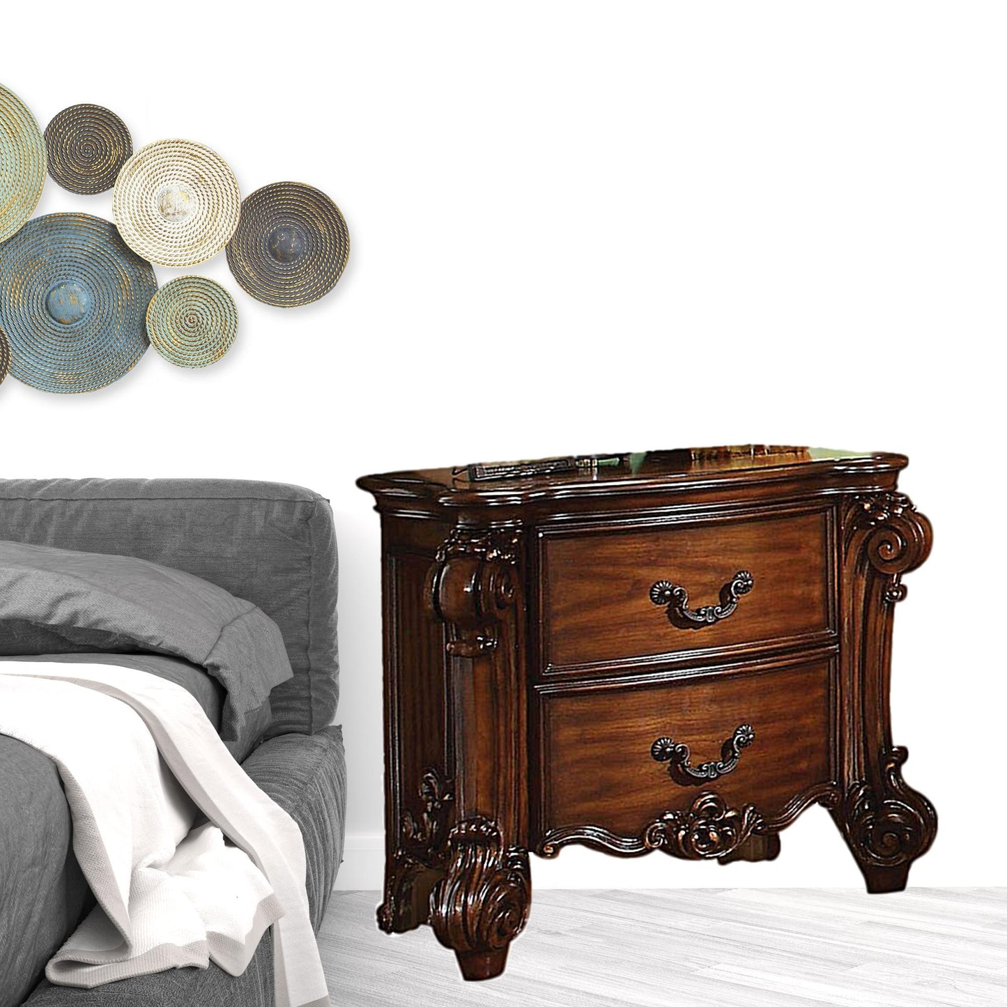 30" Chestnut Two Drawers Solid Wood Nightstand