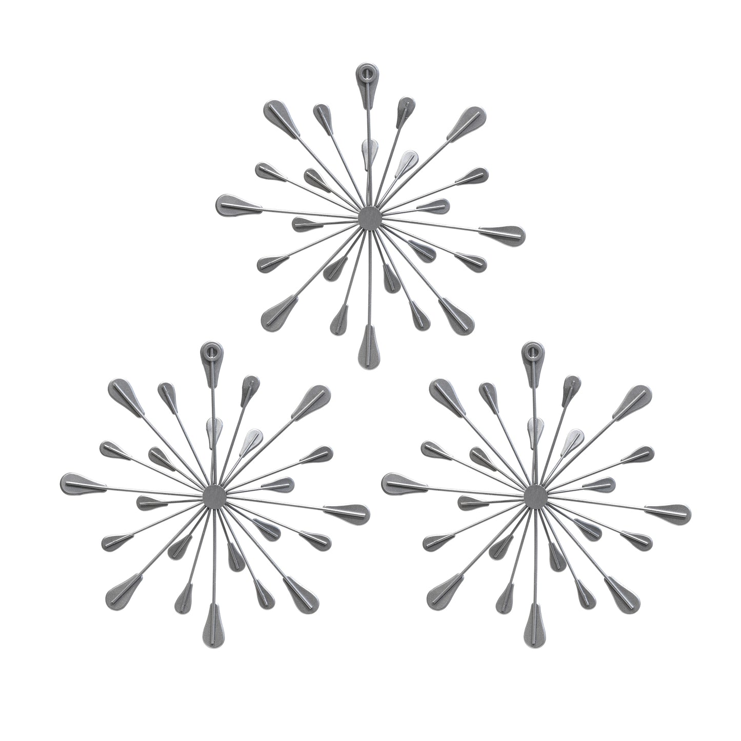 Set of Three Silver Finish Acrylic Burst Bling Wall Decor