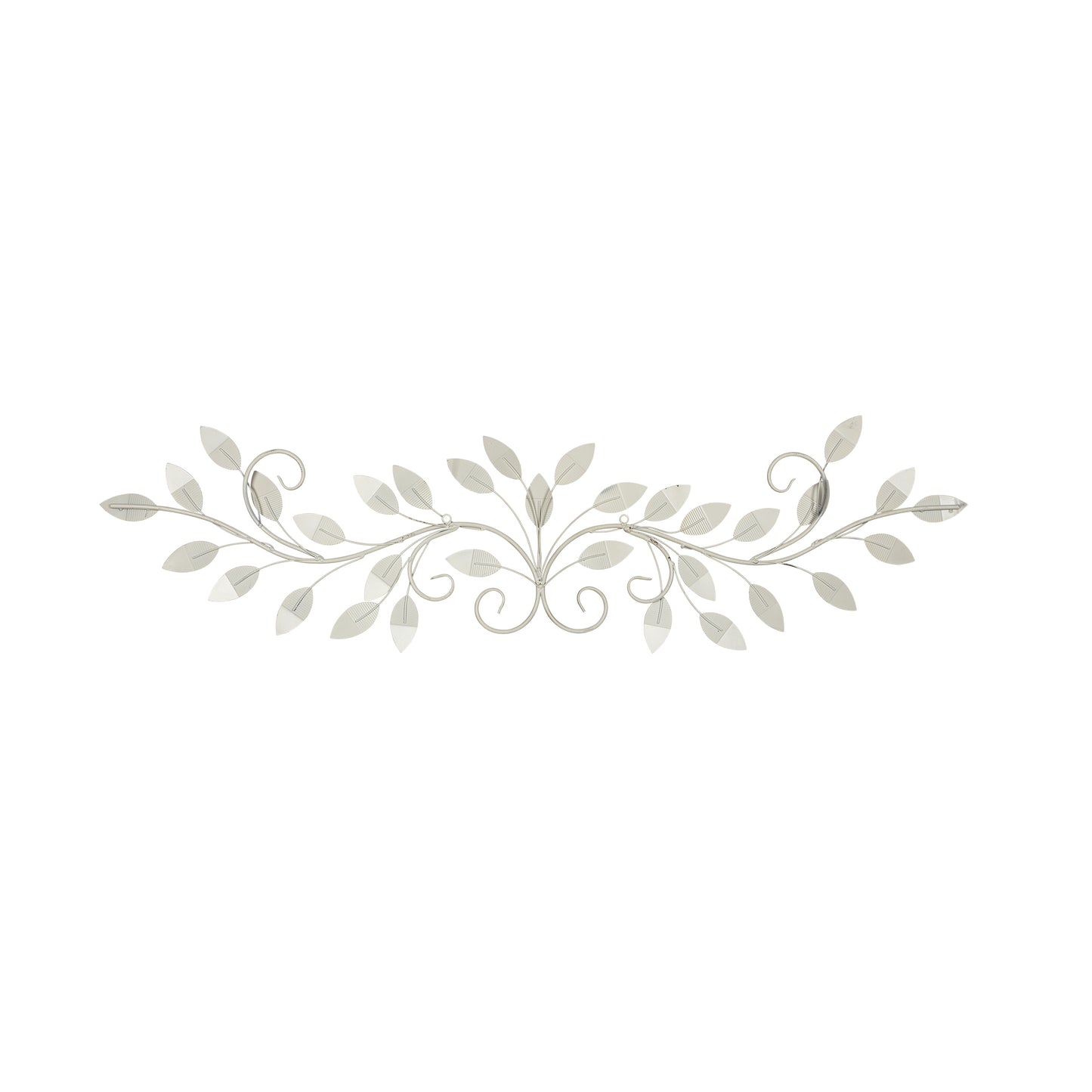 15" X 51" Pearl Metal Leaves Wall Decor