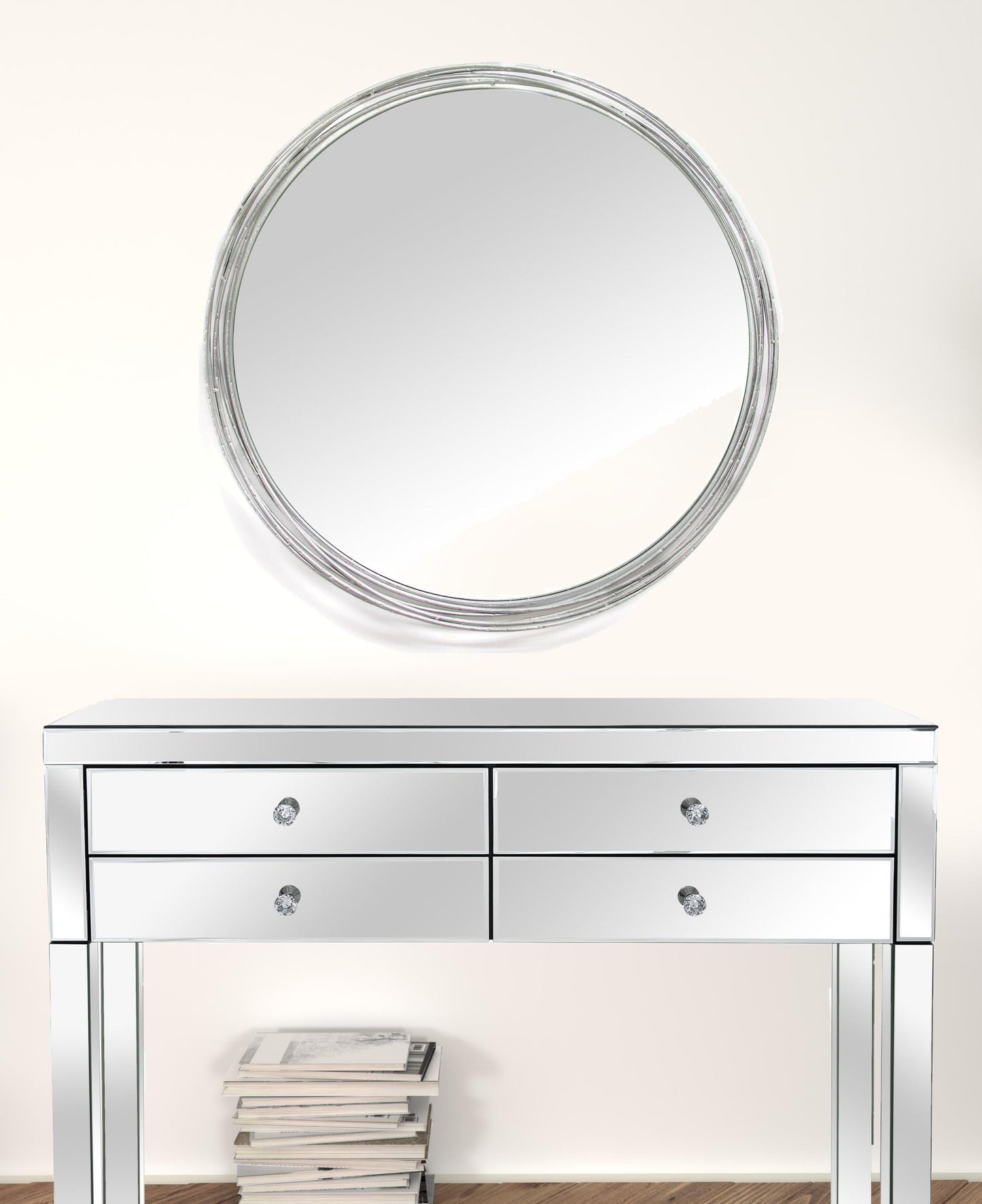 Silver Intertwined Frame Modern Wall Mirror