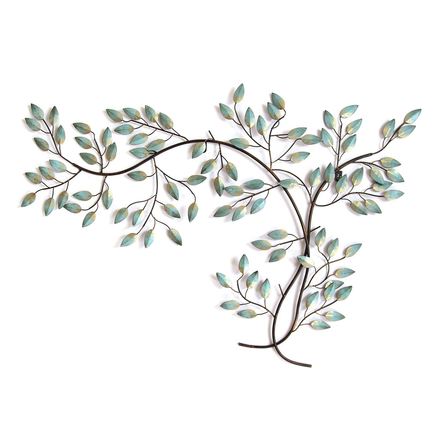 28" X 39" Green and Gold Metal Trees Wall Decor
