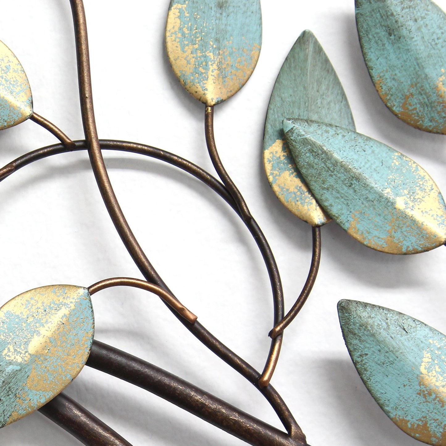 28" X 39" Green and Gold Metal Trees Wall Decor