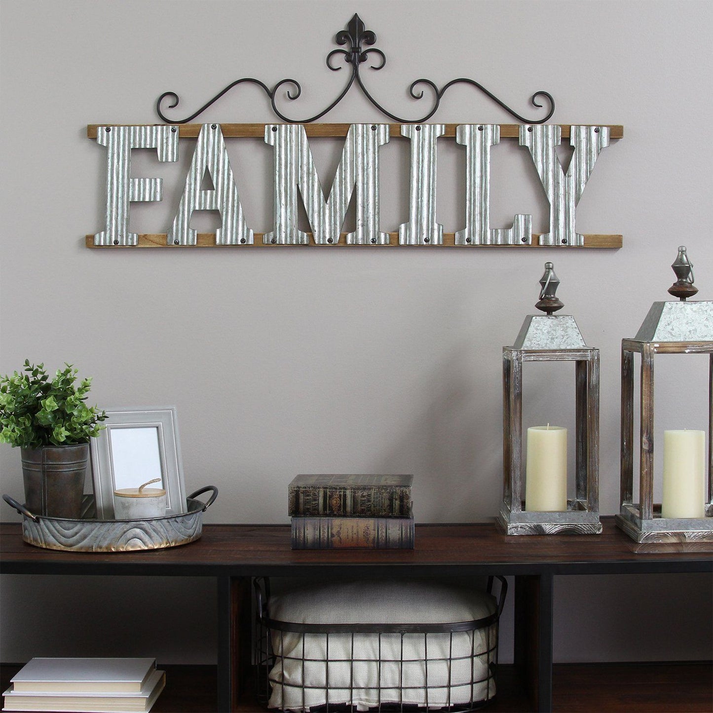 Silver Galvanized Metal Family Wall Decor