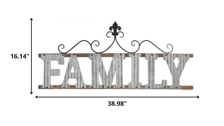 Silver Galvanized Metal Family Wall Decor