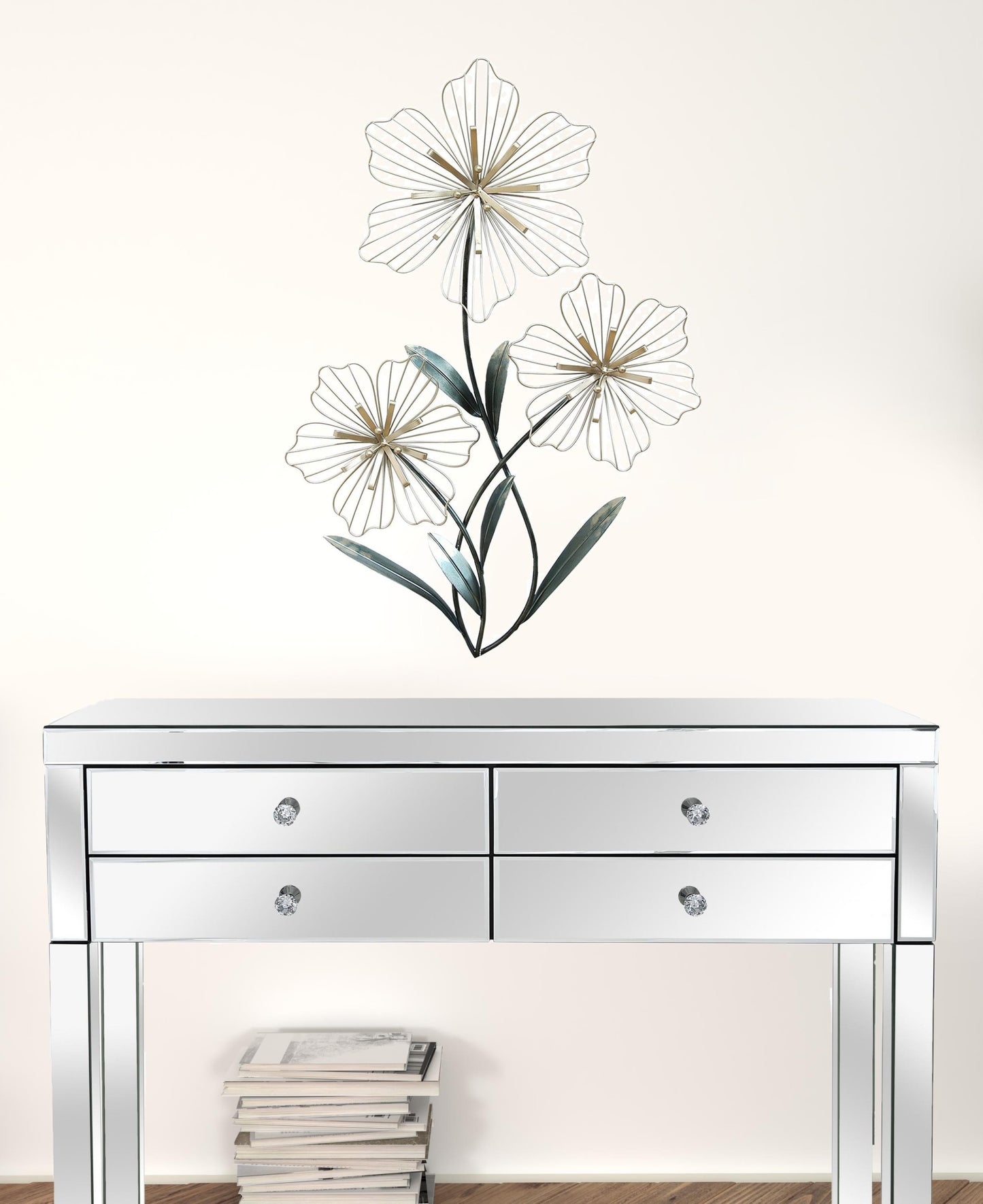 30" X 19" Silver Metal Flower Wall Decor