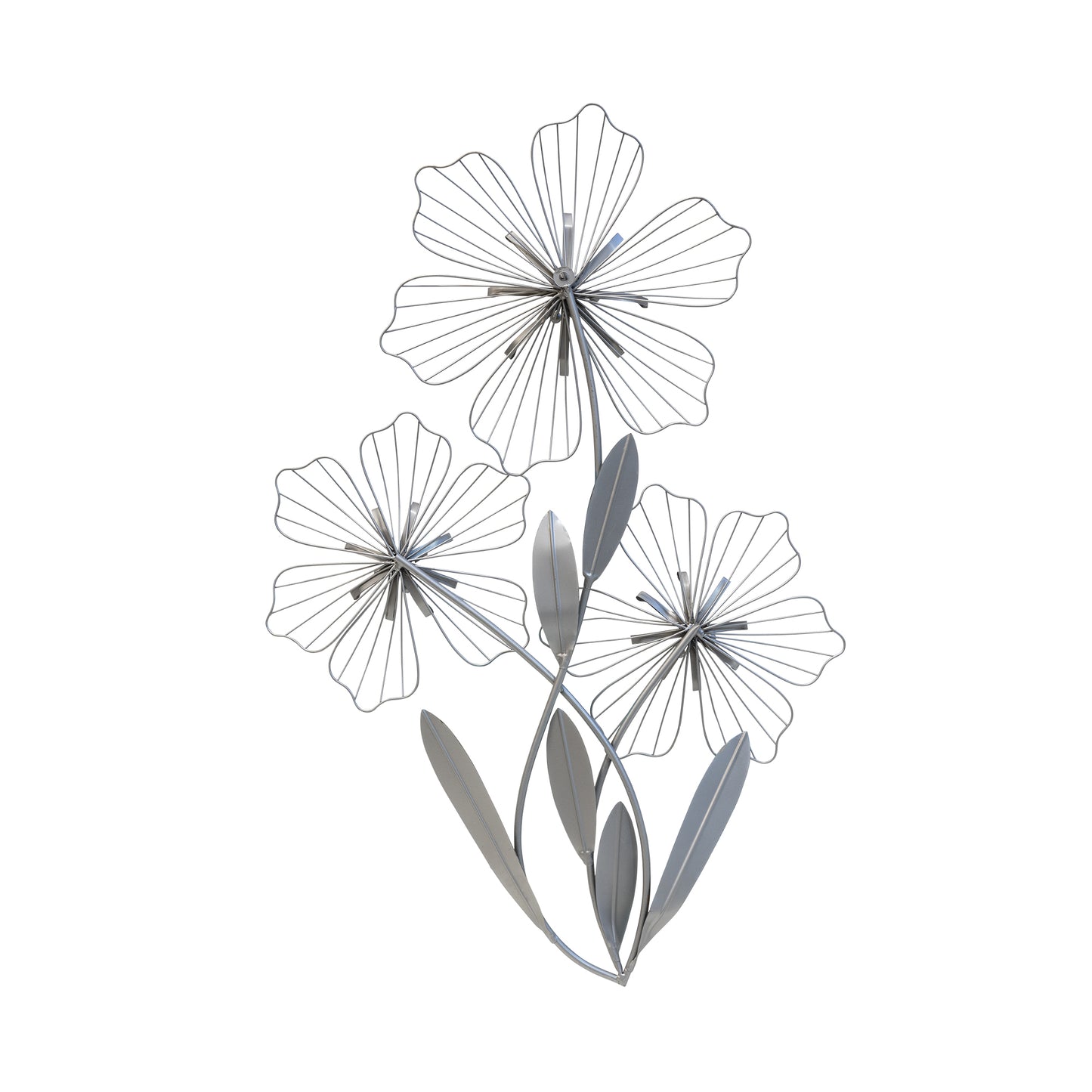 30" X 19" Silver Metal Flower Wall Decor