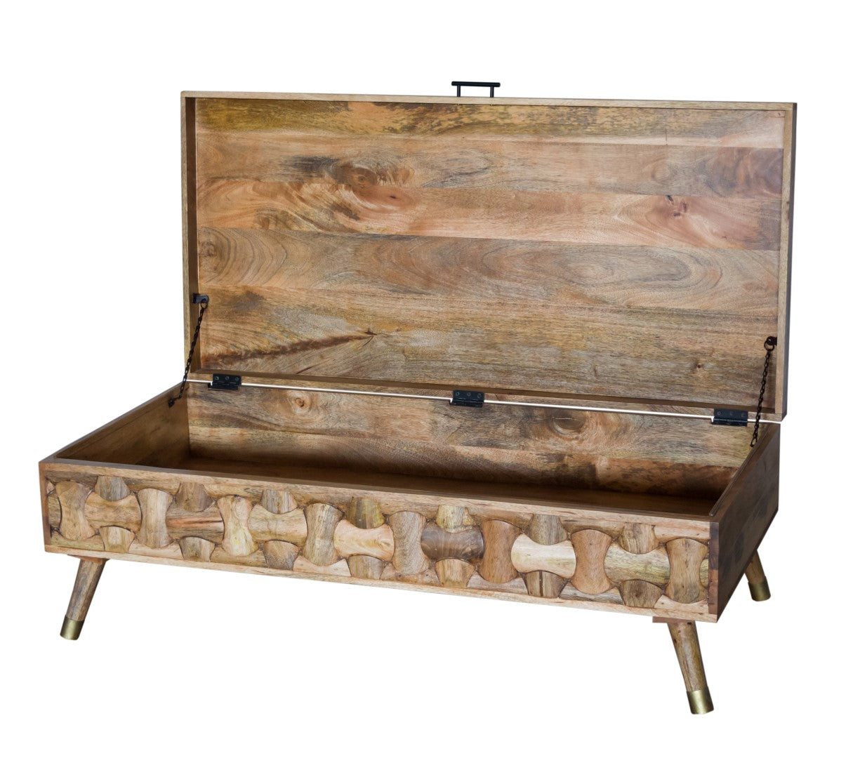 Natural Honey Solid Wood Coffee Table With Storage