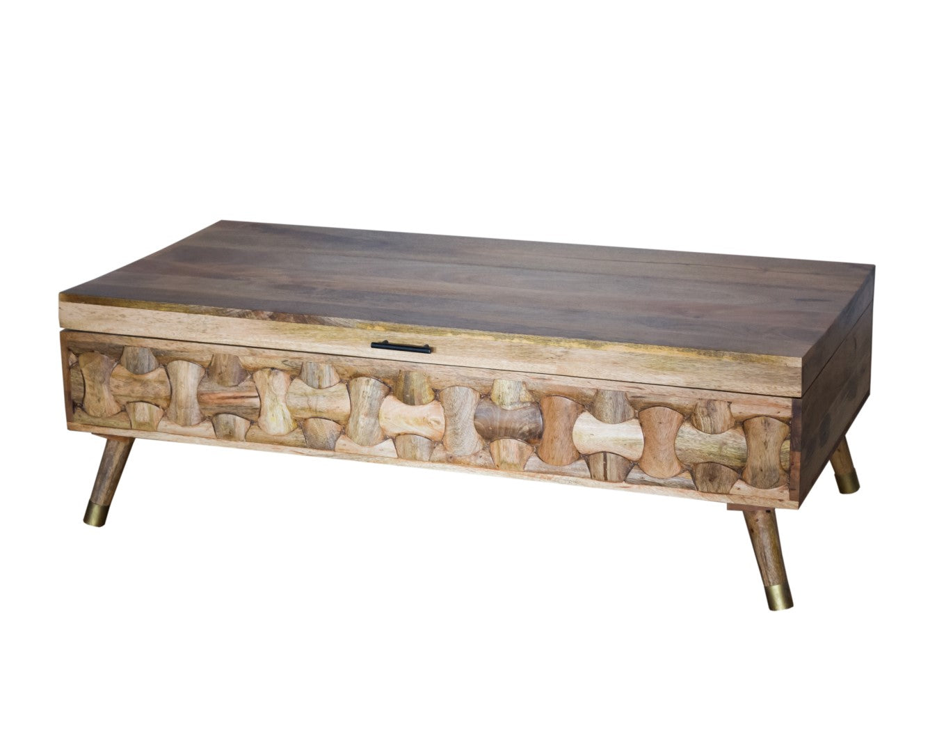Natural Honey Solid Wood Coffee Table With Storage