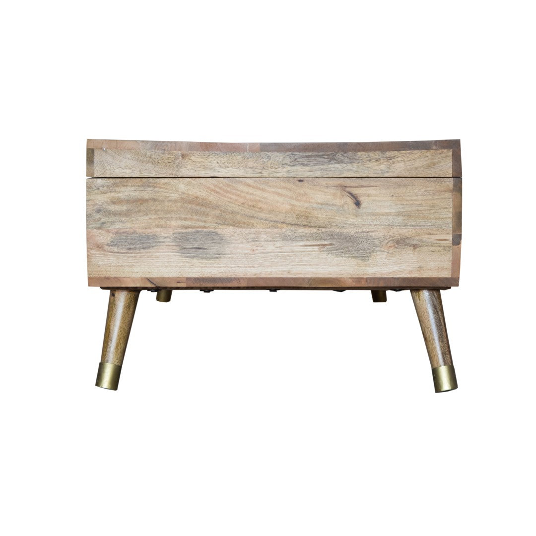 Natural Honey Solid Wood Coffee Table With Storage