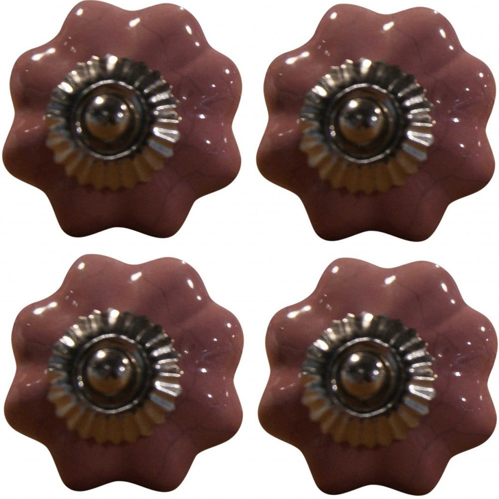 1.5" X 1.5" X 1.5" Glossy Pink Silver And Red Knobs 8 Pack