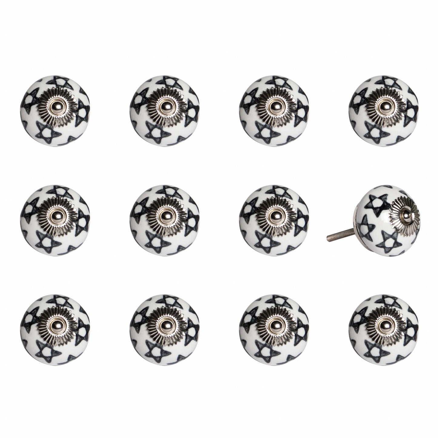 1.5" X 1.5" X 1.5" White Black And Yellow Knobs 12 Pack