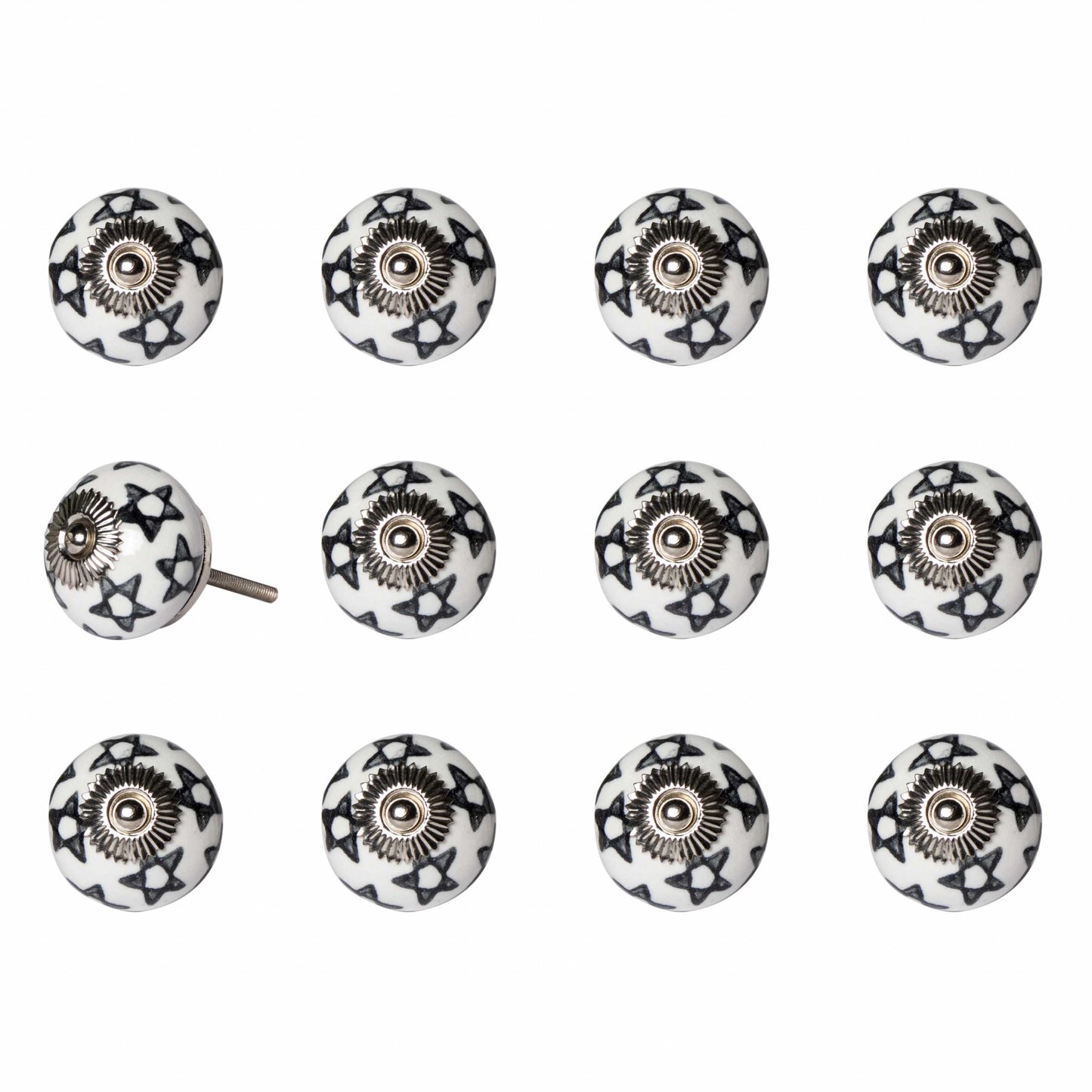 1.5" X 1.5" X 1.5" White Black And Yellow Knobs 12 Pack