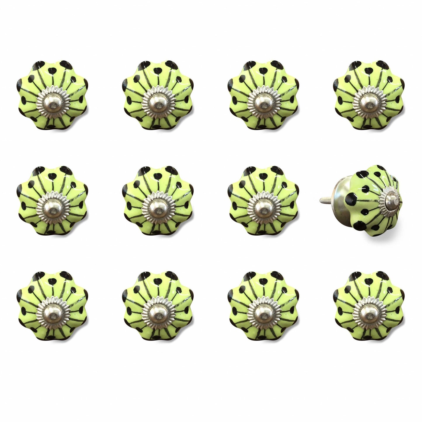 1.5" X 1.5" X 1.5" White Black And Yellow Knobs 12 Pack