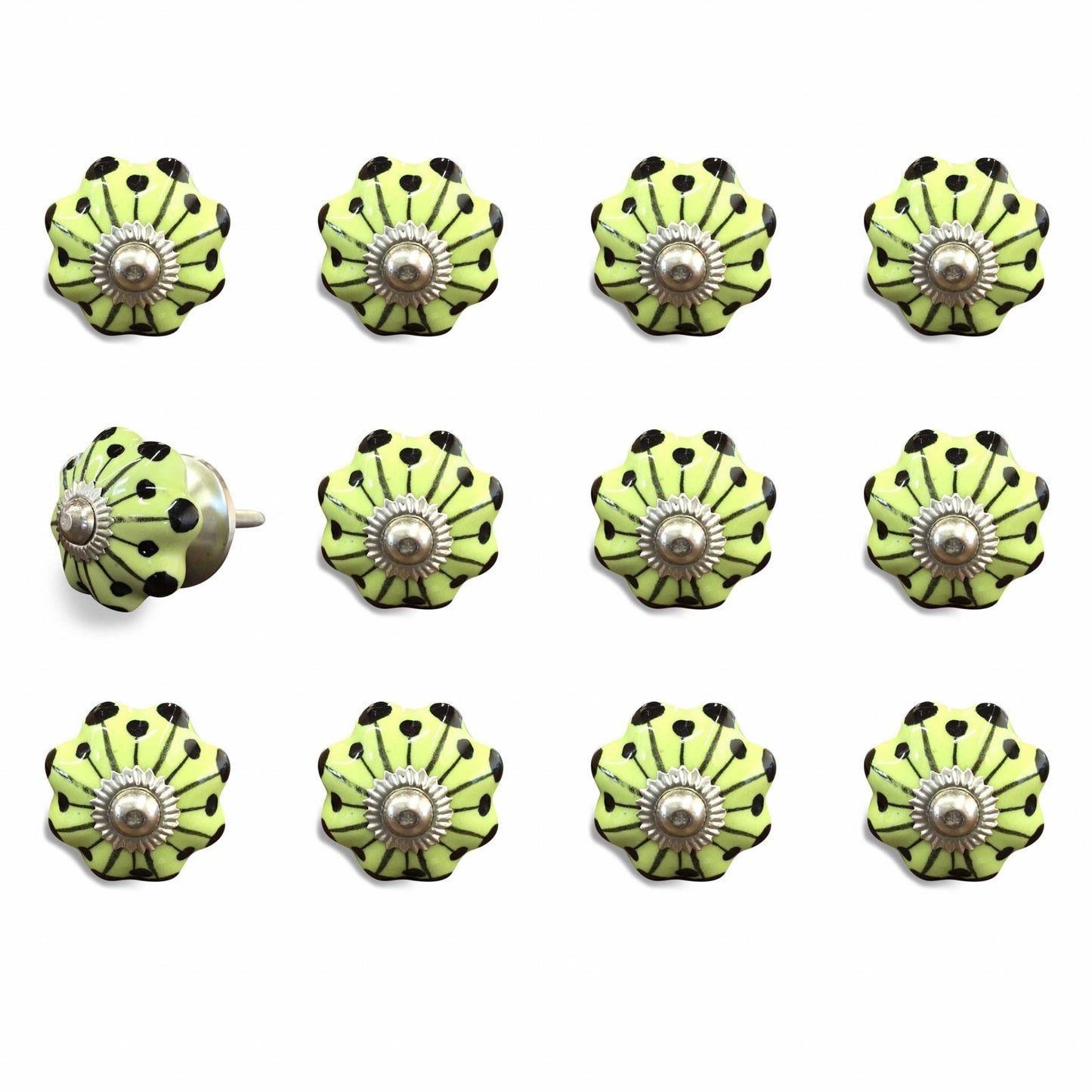 1.5" X 1.5" X 1.5" White Black And Yellow Knobs 12 Pack