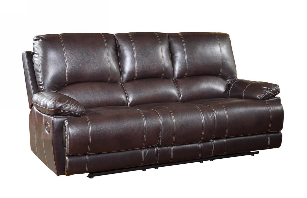 89" Brown And Black Faux Leather Reclining Sofa