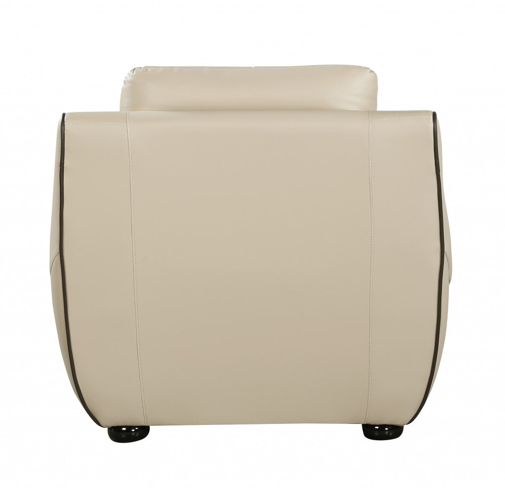 36" Beige Elegant Faux Leather Chair
