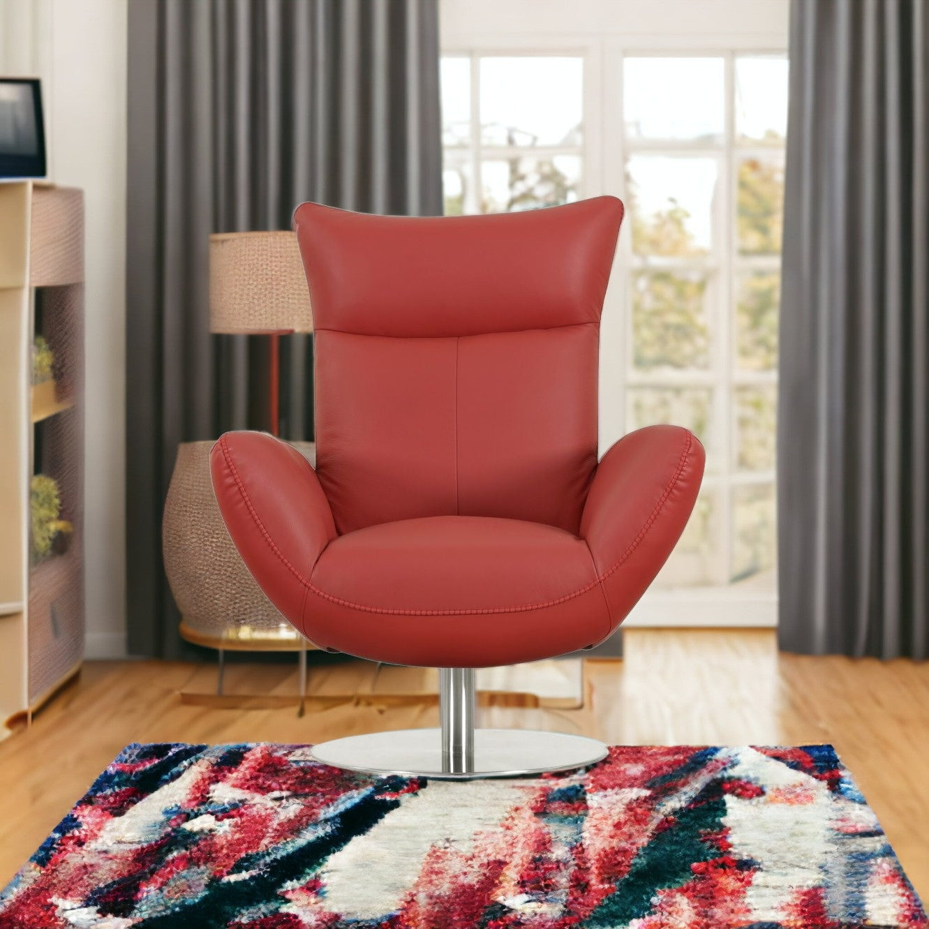 43" White Contemporary Leather Lounge Chair