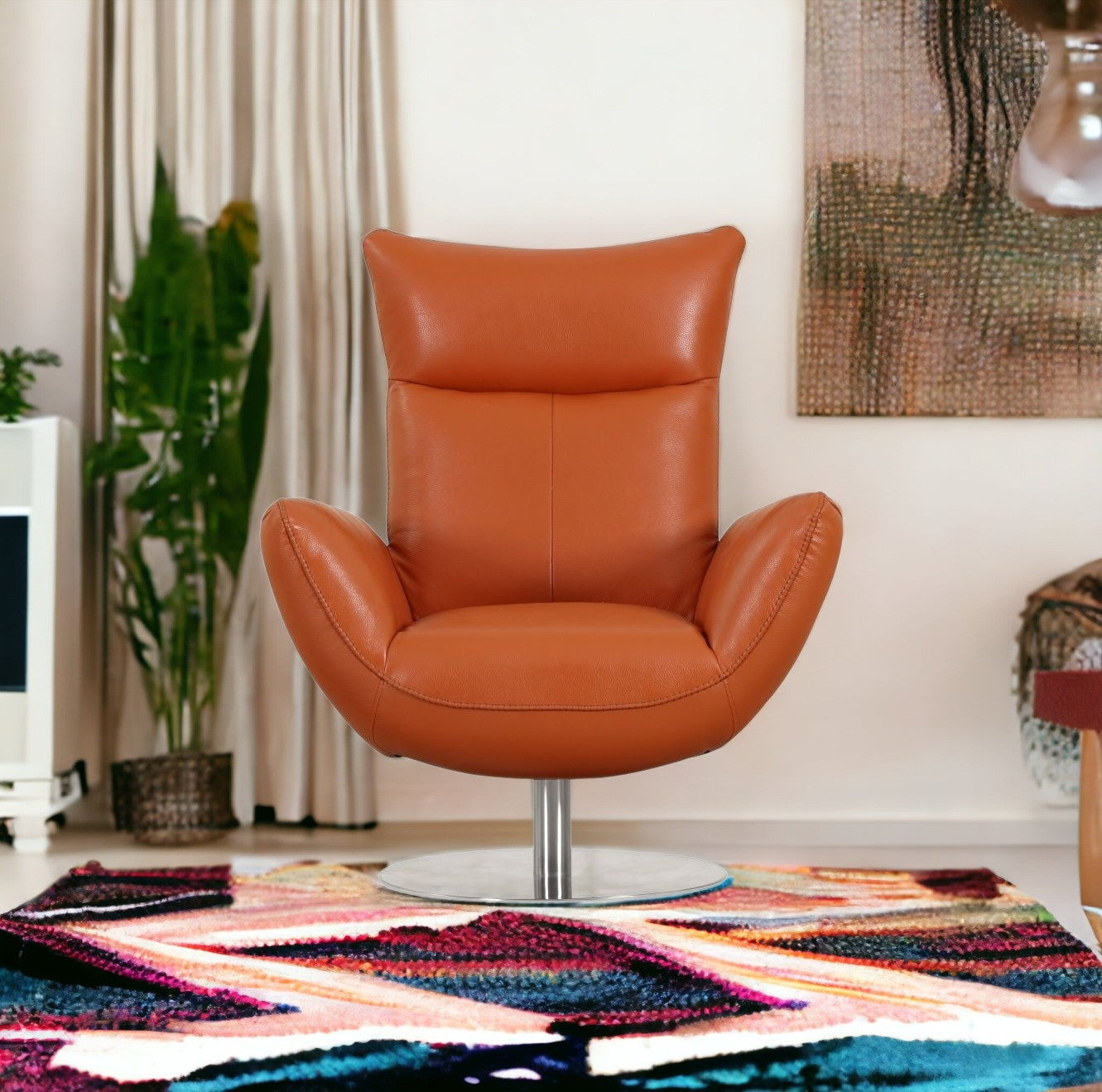 43" White Contemporary Leather Lounge Chair