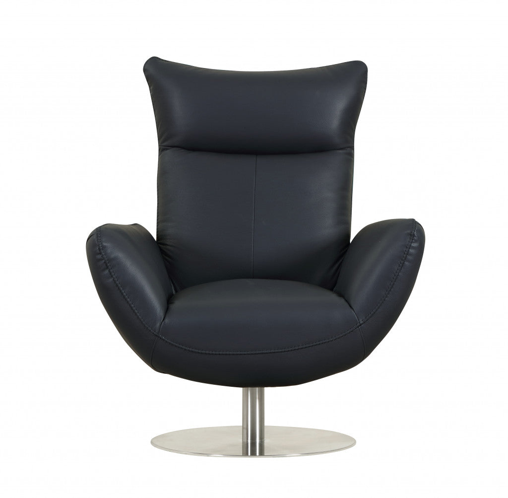 43" White Contemporary Leather Lounge Chair