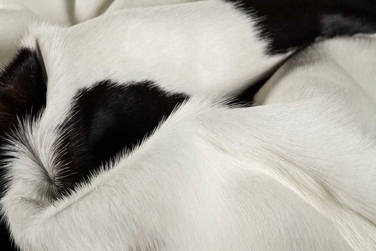 72" X 84" White And Black Cowhide Rug