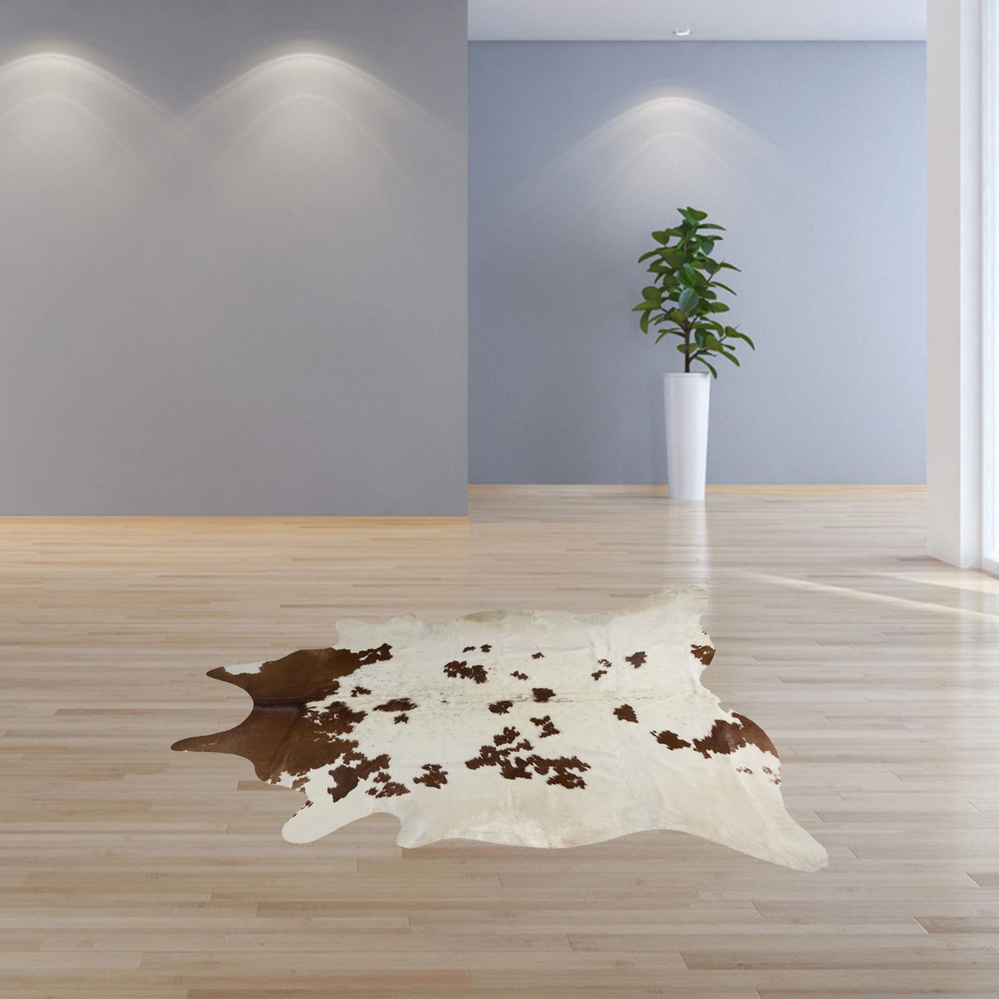 72" X 84" White And Black Cowhide Rug