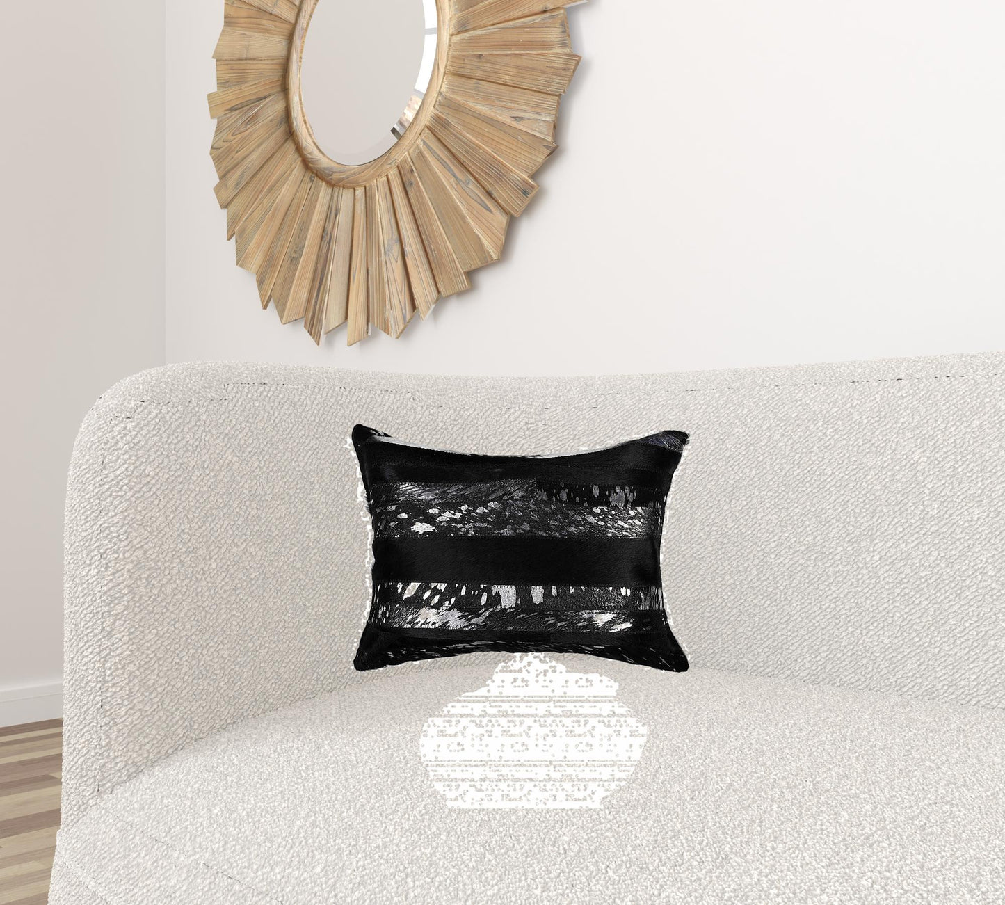 12" X 20" X 5" Black And Silver Pillow