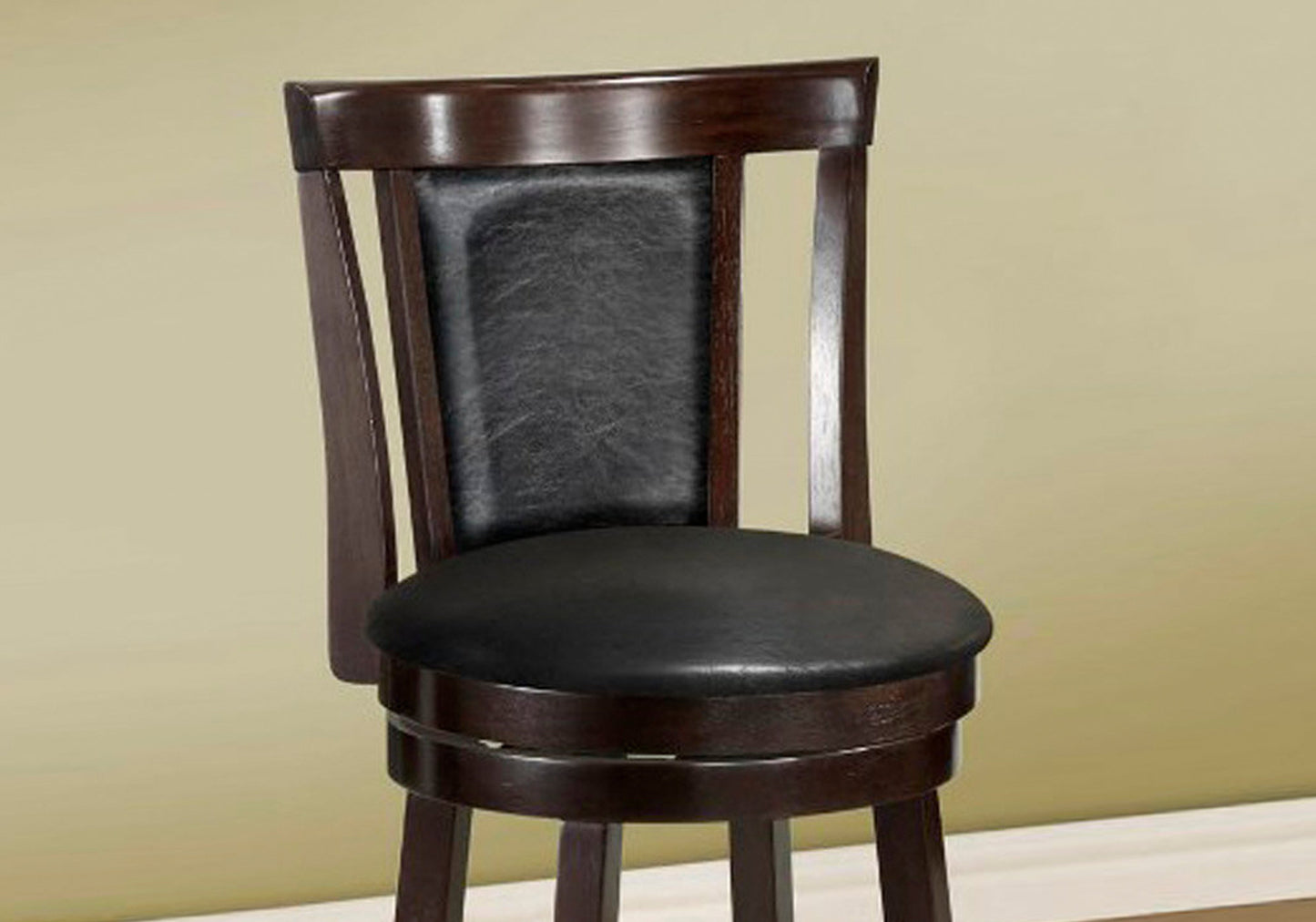 Set Of Two 78" Black And Dark Brown Solid Wood Bar Chairs With Footrest
