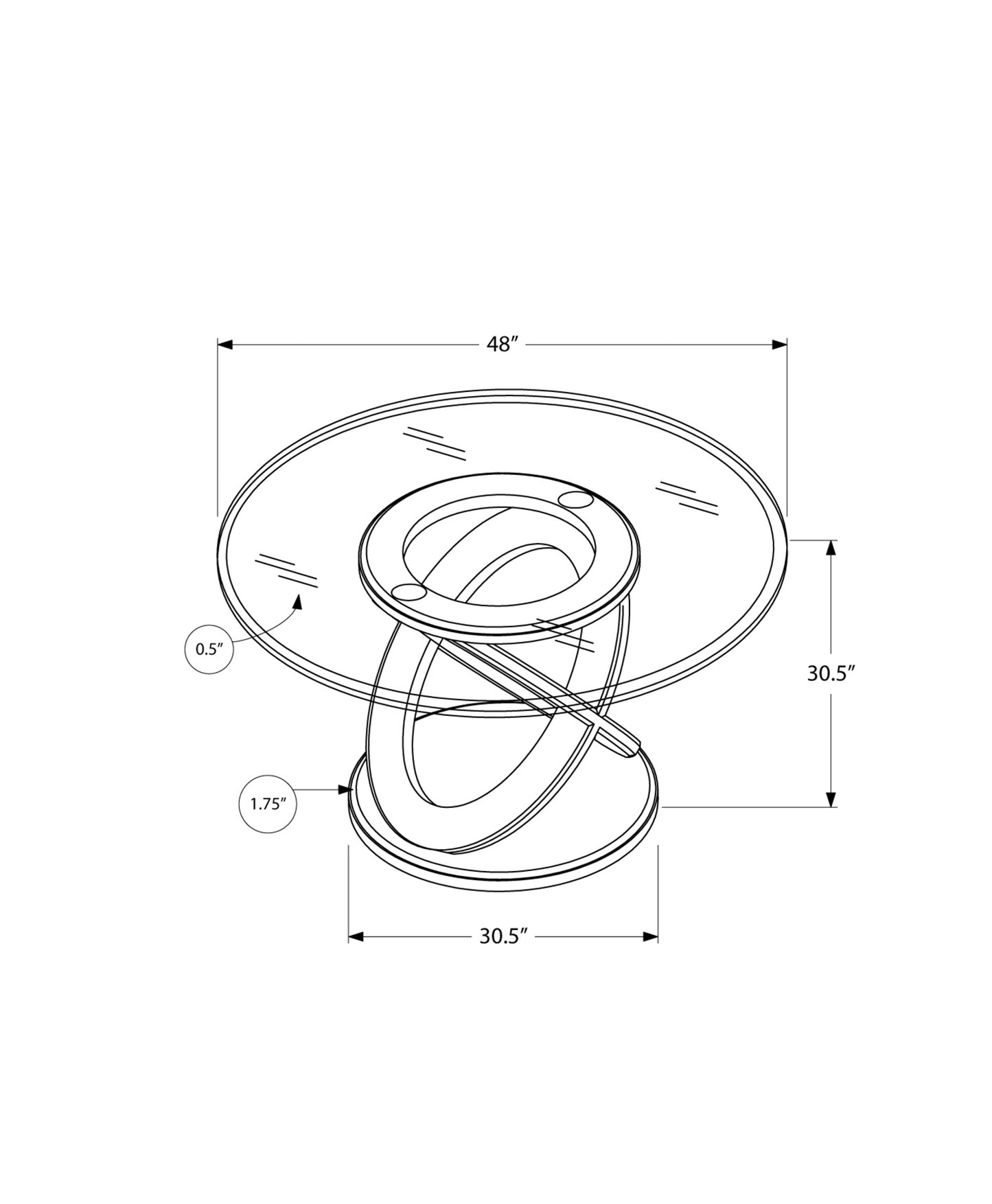 48" Clear and Espresso Glass Dining Table