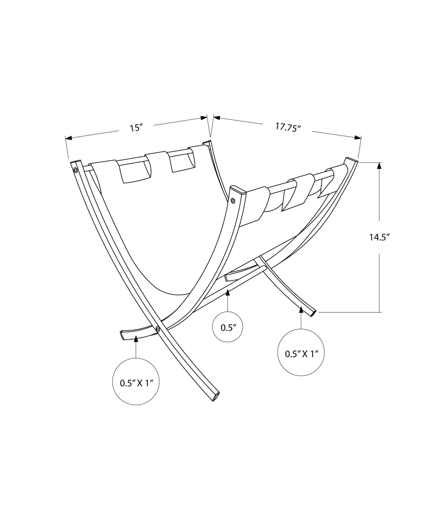 17.75" X 15" X 14.5" White Metal Magazine Rack