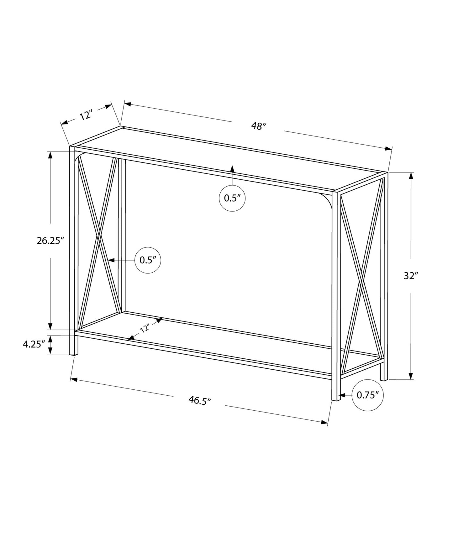 48" White Console Table With Storage