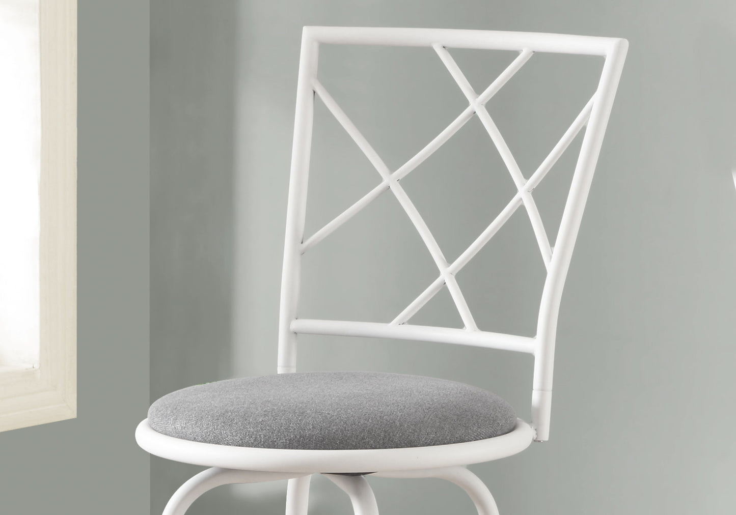 Set Of Two 88" Gray And White Metal Bar Chairs With Footrest