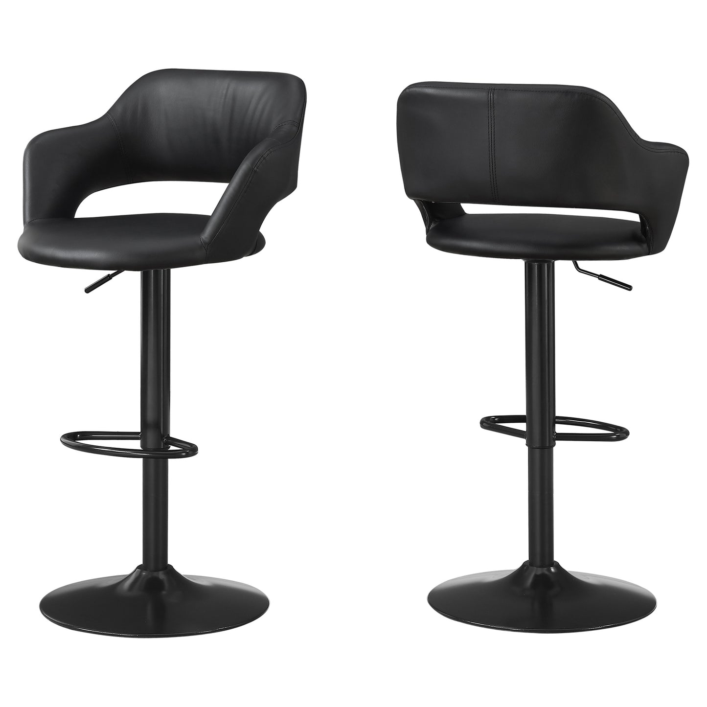 36" Black Metal Low Back Bar Height Bar Chair With Footrest