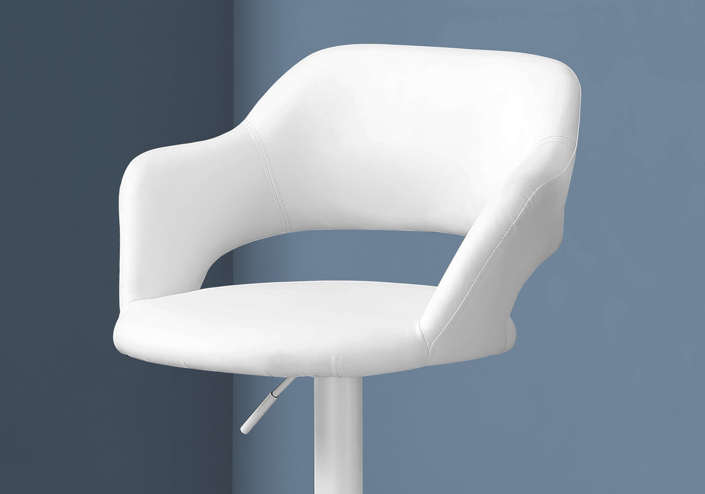 36" White Metal Low Back Bar Height Bar Chair With Footrest