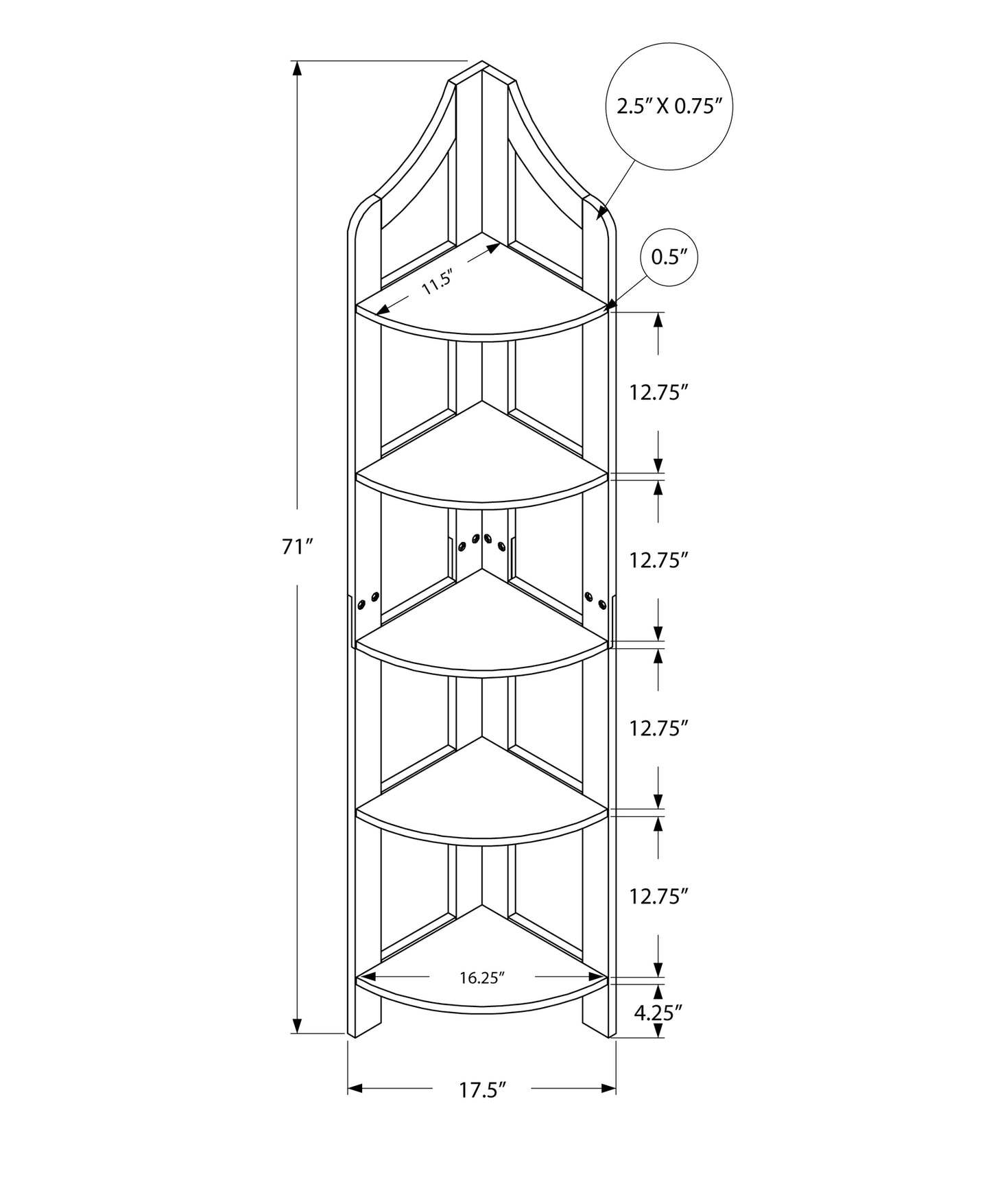 White Corner Accent Shelf Bookcase